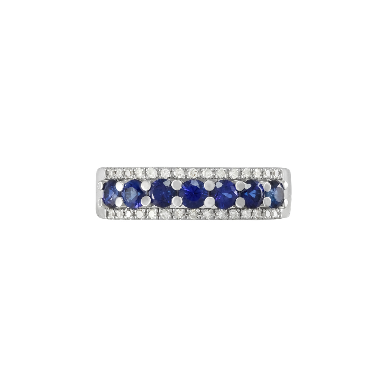 Золотое кольцо с сапфирами 0.9ct огранки "Круг" и бриллиантами