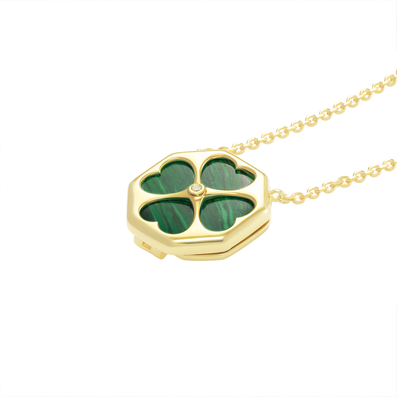 Золотое колье "Quatrefoil" с бриллиантами и чейнджерами из перламутра, оникса, малахита, бирюзы, коралла и лазурита