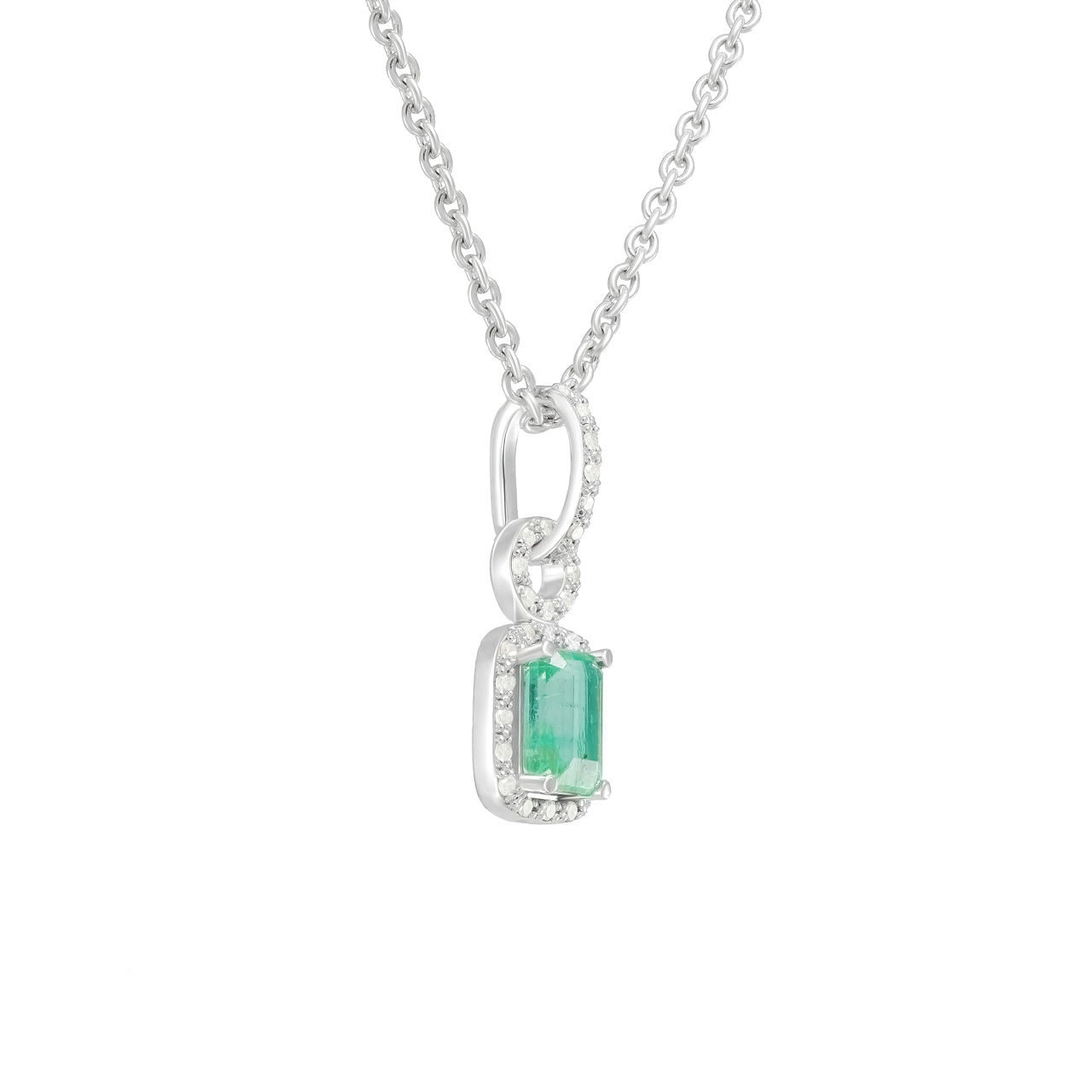 Золотая подвеска с изумрудом 0.67ct огранки "Октагон" и бриллиантами