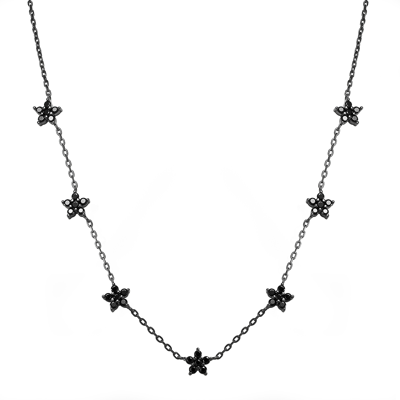 Серебряное колье-чокер "Stars" со шпинелями