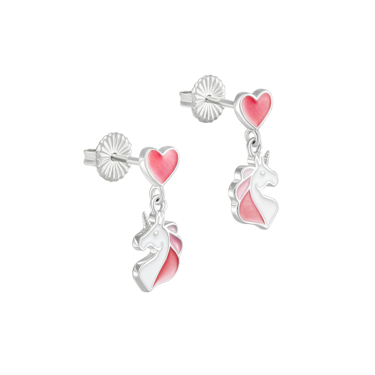 Серебряные серьги "Unicorn" с эмалью