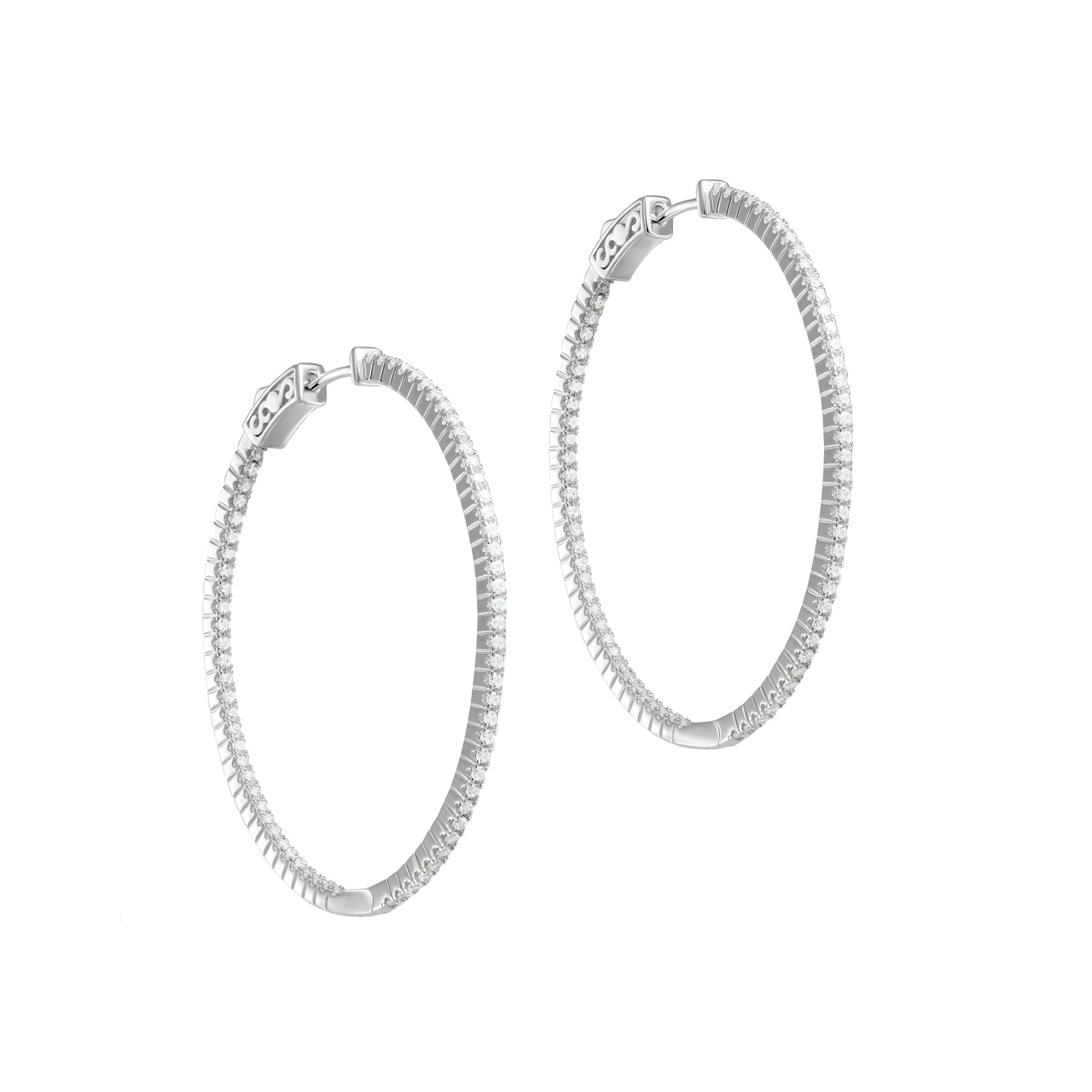 Серебряные серьги-конго с фианитами d4,6