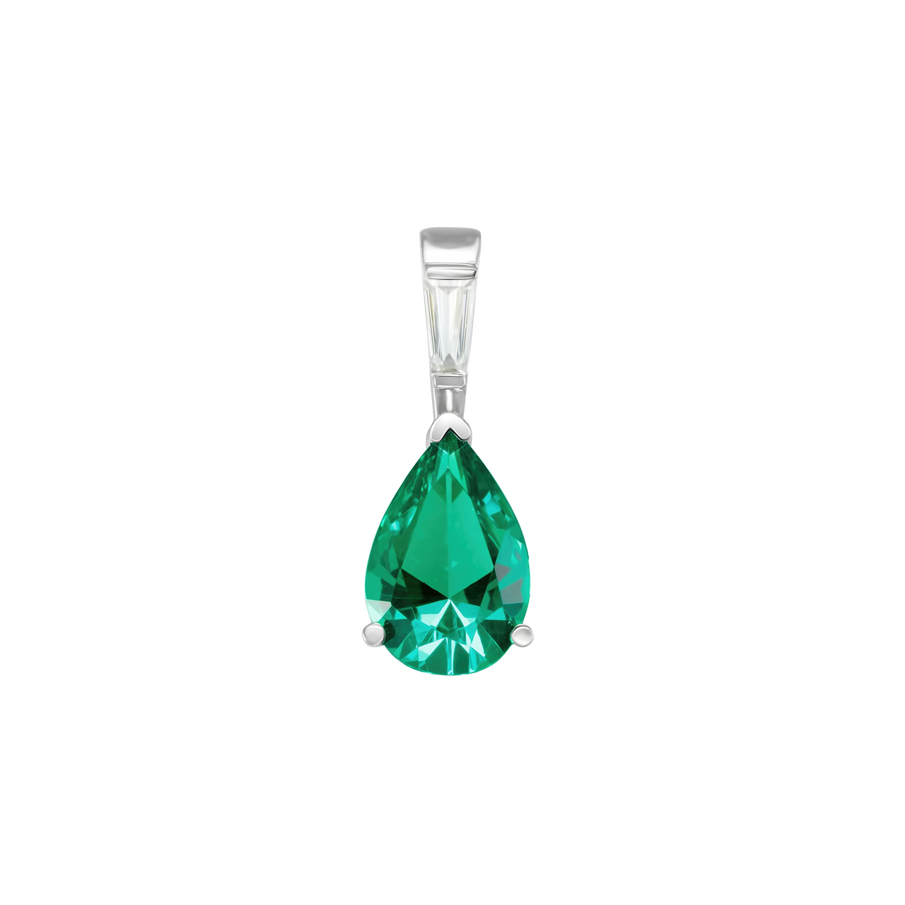 Золотая подвеска с изумрудом lab-grown 2.40ct огранки "Груша" и диаллантом