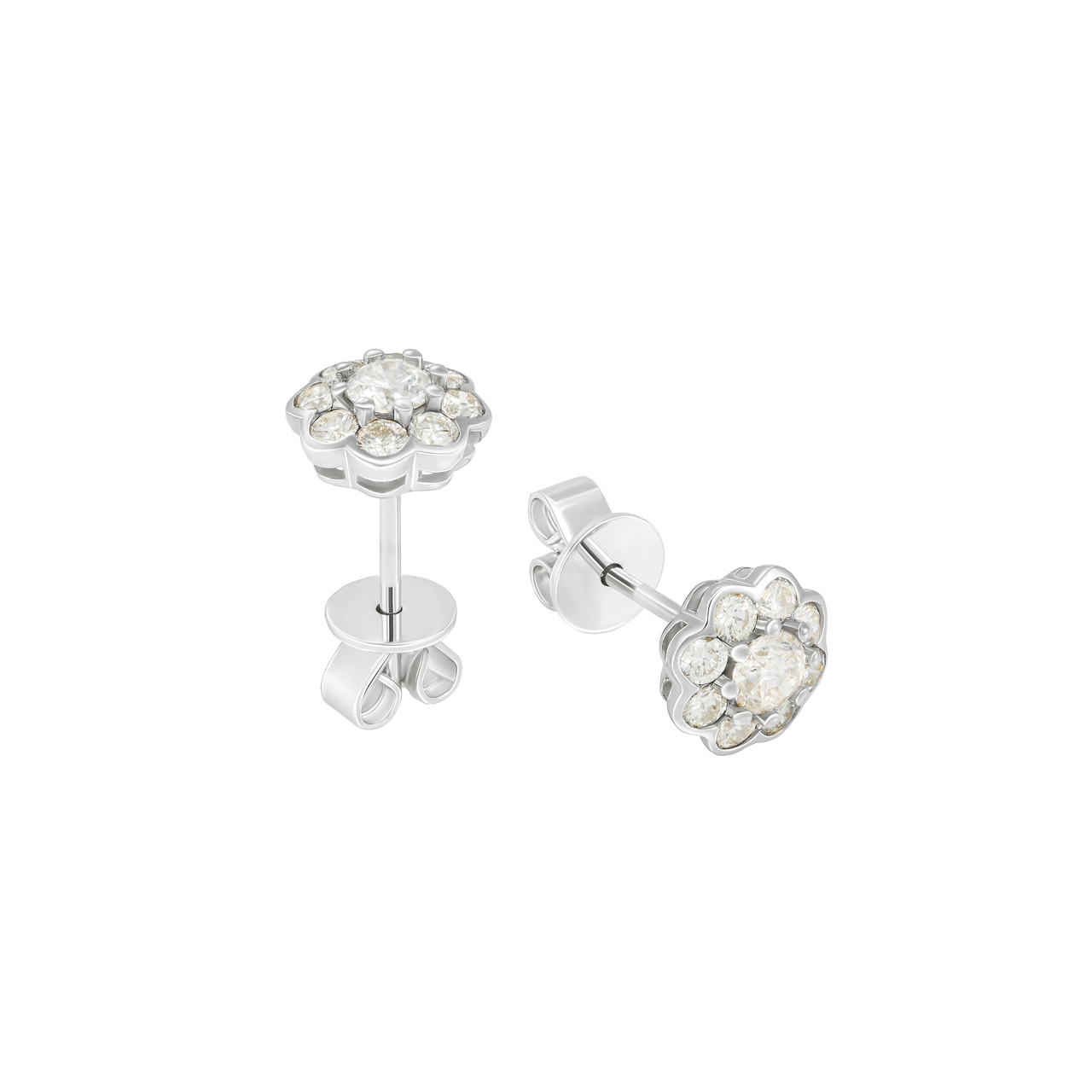 Серьги-пусеты из золота 750 с бриллиантами 0.80ct