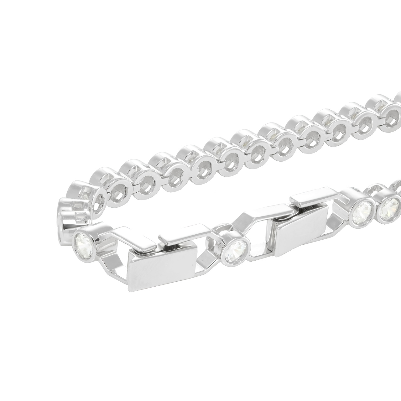 Серебряный теннисный браслет с фианитами d0.5
