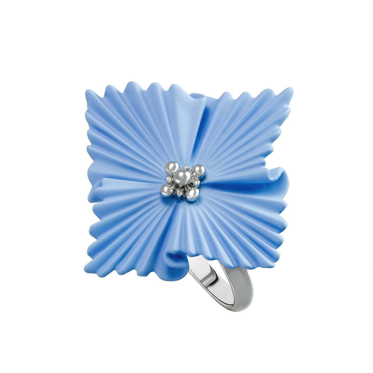 Кольцо "Milk Blue -Gofre Flowers"
